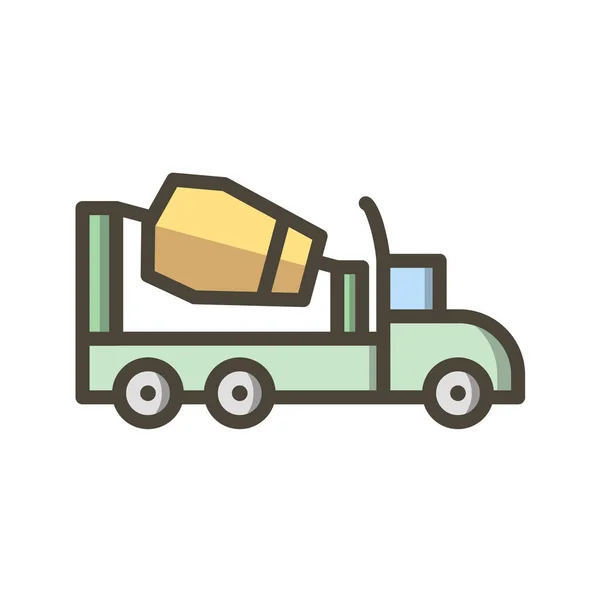 Truck Icoon Platte Stijl Geïsoleerd Witte Achtergrond Logistieke Symbool Vector — Stockvector