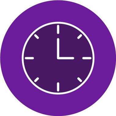 Düz renk daire şeklinde saat simgesi. vektör illüstrasyonu