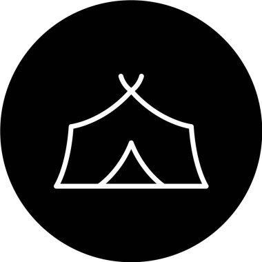 Beyaz arkaplanda siyah bir çadır simgesi var. kayak sembolü vektör illüstrasyonu.