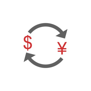 Yen 'i Dolar Simgesi ile Değiştir Moda Biçimli İzole Arkaplan      