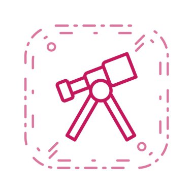 Siyah çemberdeki teleskop simgesi beyaz arkaplan vektörü çiziminde izole edildi