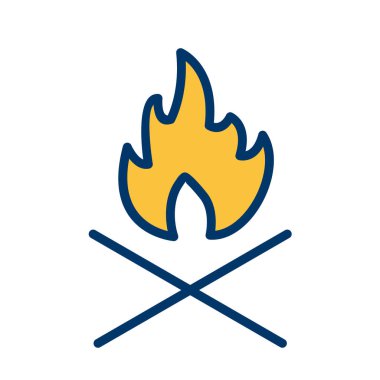 beyaz arkaplanda kamp konsepti vektör simgesi 