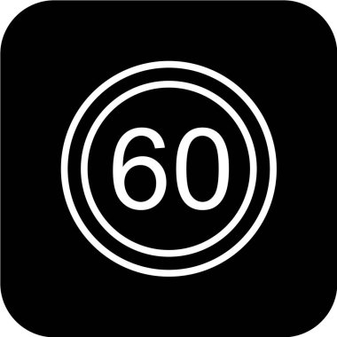 Siyah biçimli 60 numaralı simge beyaz arkaplanda izole edildi