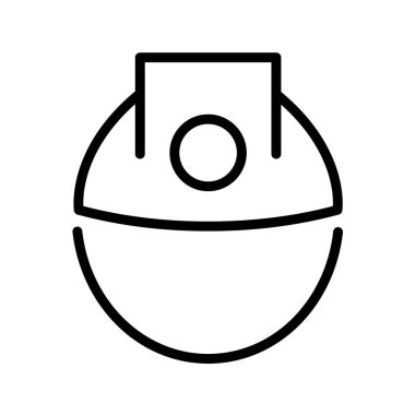 Beyaz arkaplanda siyah renkli kask simgesi var. inşaat vektörü illüstrasyonu.