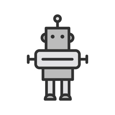 Moda Biçimli Robot Simgesi İzole Arka Gruplandırılmış