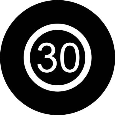 Siyah ve beyaz olarak 30 numaralı simge