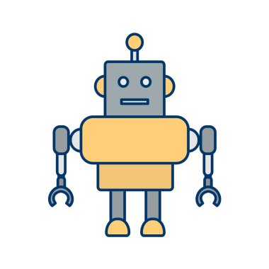 El ikonu ile temsil edilen robot konsepti. izole ve düz illüstrasyon