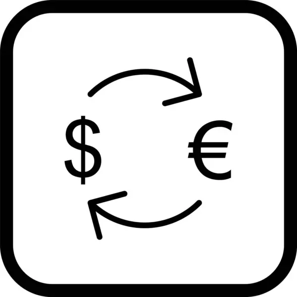 Scambio Euro Con Dollaro Icona Stile Alla Moda Isolato Sfondo — Vettoriale Stock