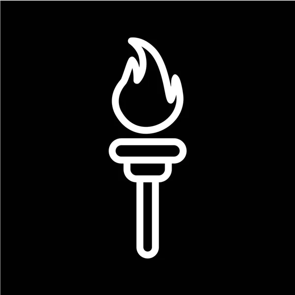Значок Факела Чорному Стилі Ізольовано Білому Тлі Вогняний Символ Векторна — стоковий вектор