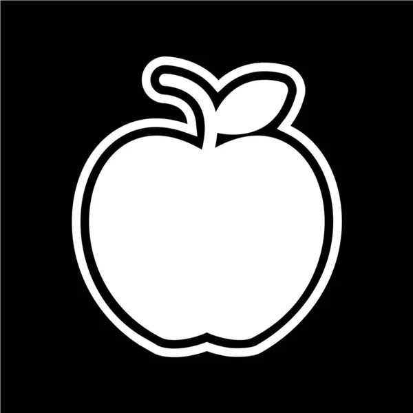 Apfellinien Vektorsymbol Isoliert Auf Schwarzem Hintergrund — Stockvektor