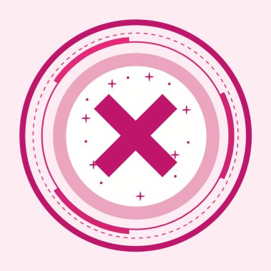 Üzerinde işaret olan pembe ve beyaz bir ikonun vektör çizimi