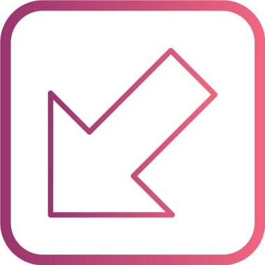 ok aşağı vektör simgesi. resim biçimi yuvarlak kare bir düğme içinde düz bir simgedir, beyaz ve