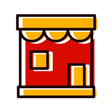 Beyaz arkaplanda izole edilmiş düz stil bir vitrin simgesi. süpermarket sembolü vektör illüstrasyonu.