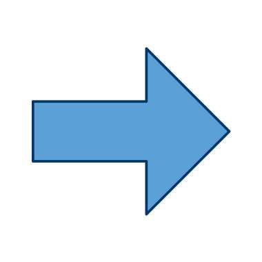 Düz biçimde beyaz arkaplanda izole edilmiş ok simgesi. yön sembolü illüstrasyonu