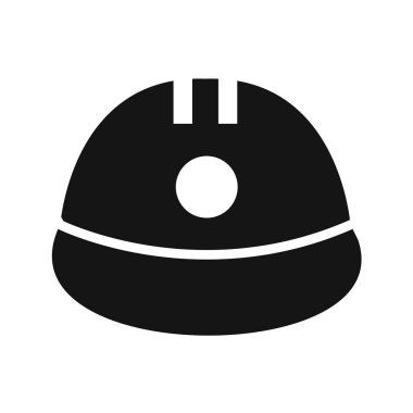 Beyaz arkaplanda siyah renkli kask simgesi var. vektör illüstrasyonu