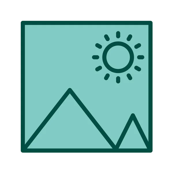 太陽と山のアイコン ベクターイラスト — ストックベクタ