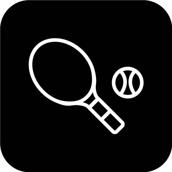 Icona Racchetta Tennis Stile Nero Isolata Sfondo Bianco Sport Simbolo — Vettoriale Stock