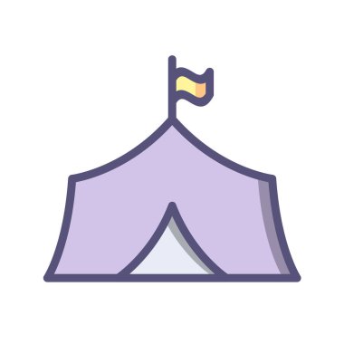 beyaz arkaplanda kamp konsepti vektör simgesi 