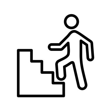 Merdiven ikonu vektör illüstrasyonlu bir adam
