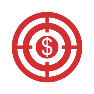 Beyaz arkaplanda kırmızı daireye sahip hedef simge