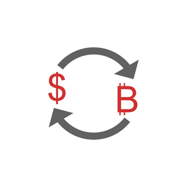 Câmbio Bitcoin Com Ícone Dólar Estilo Moda Fundo Isolado — Vetor de Stock