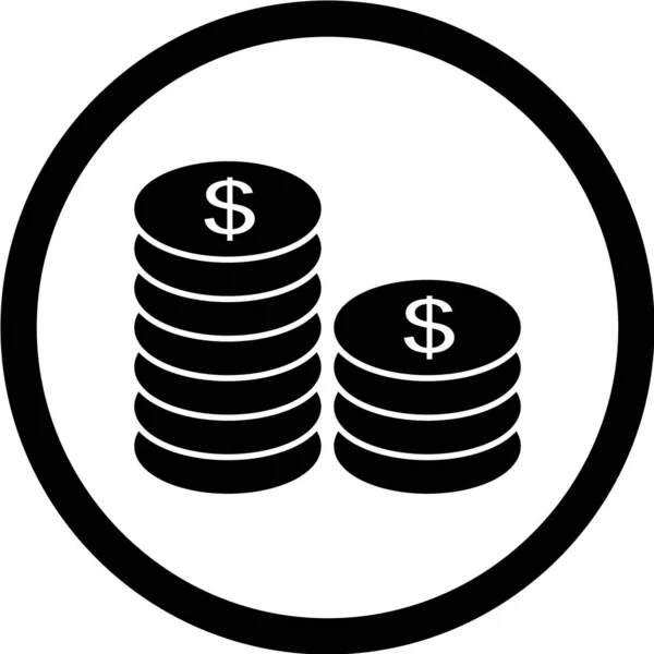 Dollar Munten Vector Pictogram — Stockvector