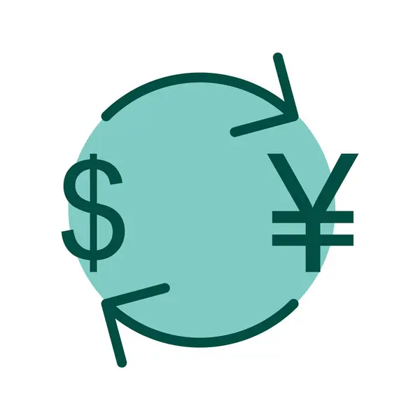 Växla Yen Med Dollar Ikonen Trendig Stil Isolerad Bakgrund — Stock vektor