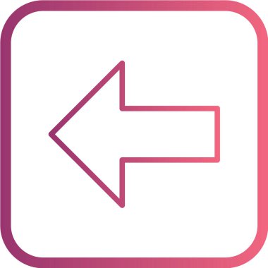 Sol ok vektör simgesi. Stil yuvarlak kare düğmeli, pembe ve yeşil renkli düz semboldür