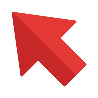 Beyaz arkaplanda kırmızı ok simgesi