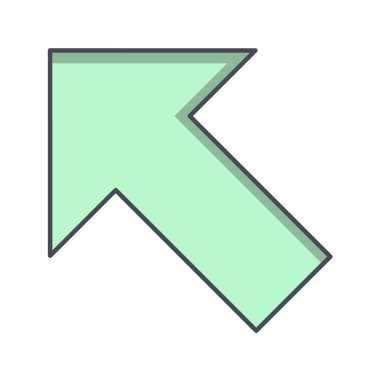 Düz biçimde beyaz arkaplanda izole edilmiş ok simgesi. yön sembolü illüstrasyonu