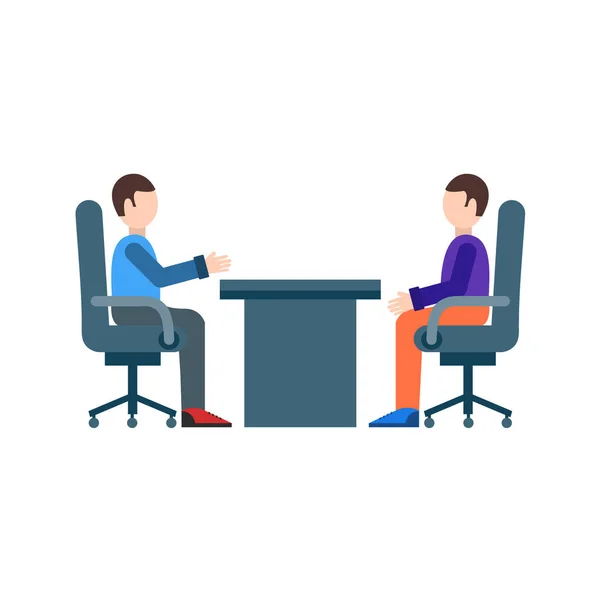 vector illustration of business people sitting at table with laptop