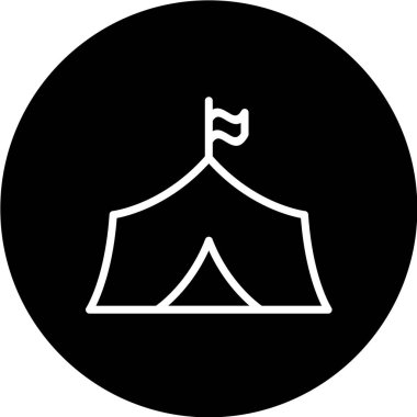 Beyaz arkaplanda siyah bir çadır simgesi var. kayak sembolü vektör illüstrasyonu