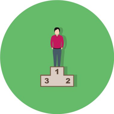 Beyaz arka planda kupa ile kazanan podyum