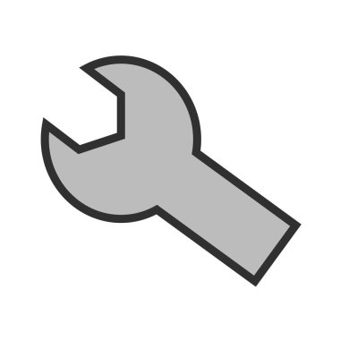 araç simgesi. İngiliz anahtarı ve çekiç izole vektör çizimi