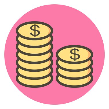 Bozuk Para Simgesi Moda Biçiminde İzole Arkaplan      