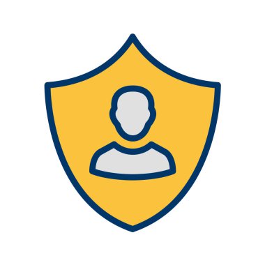 İkili ton renginde kalkan simgesi. Koruma güvenliği