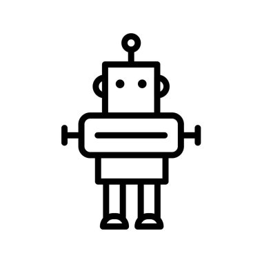 Siyah şekilli robot simgesi beyaz arkaplanda izole. vektör illüstrasyonu