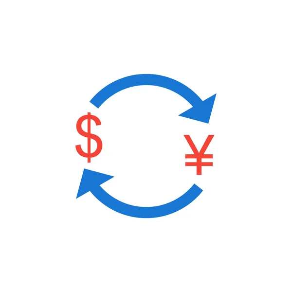 Växla Yen Med Dollar Ikonen Trendig Stil Isolerad Bakgrund — Stock vektor