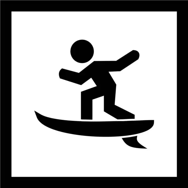 Icône Surf Homme Avec Symbole Planche Surf Illustration Vectorielle — Image vectorielle