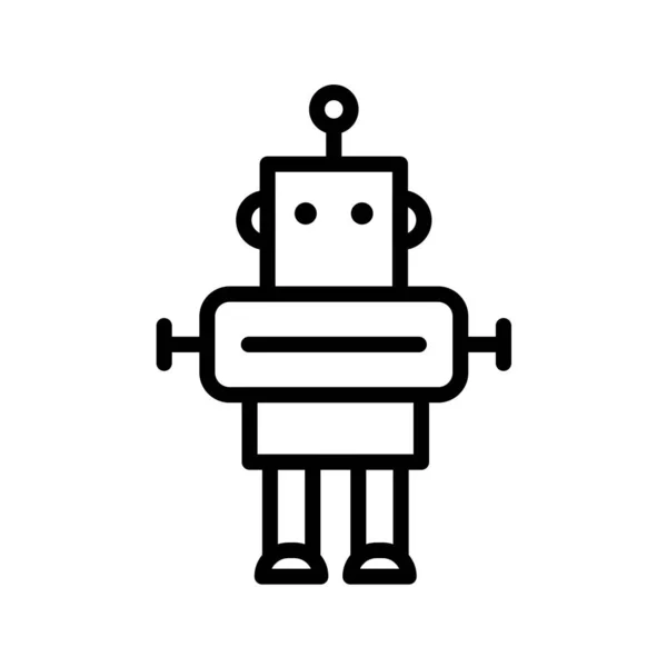 Robot Ikon Svart Stil Isolerad Vit Bakgrund Vektor Illustration — Stock vektor