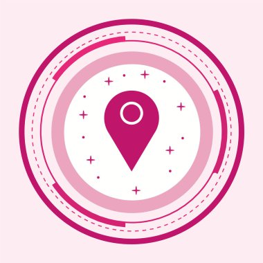 Pembe arkaplandaki harita iğnesinin vektör çizimi