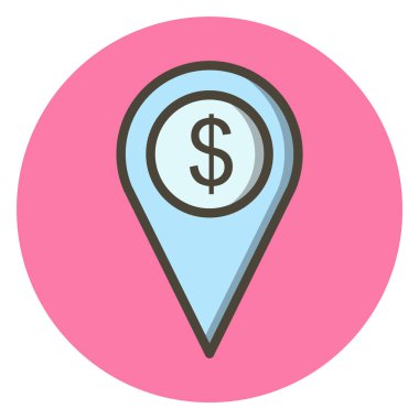 Moda Biçimli İş Konumu Simgesi İzole Arkaplan      