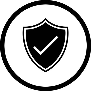 Beyaz arkaplanda siyah bir kalkan simgesi izole edildi. Koruma sembolü çizimi.