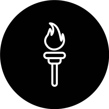 Beyaz arka planda siyah renkli yangın meşalesi ikonu. din sembolü illüstrasyon.