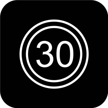 Beyaz arkaplanda siyah biçiminde 30 numaralı simge