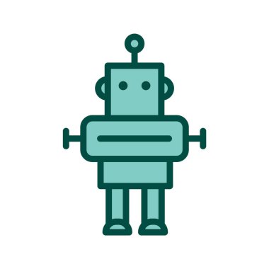 Moda Biçimli Robot Simgesi İzole Arka Gruplandırılmış