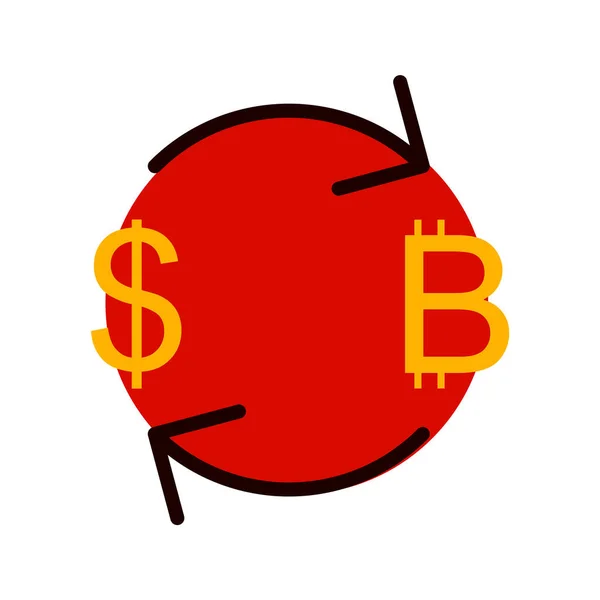 Dolar Simgesi Tarzı Zole Edilmiş Arkaplan Ile Bitcoin Değiştir — Stok Vektör