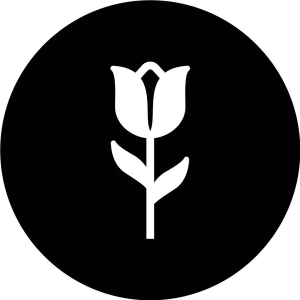 Vector Zwart Silhouet Van Een Tulp Icoon — Stockvector