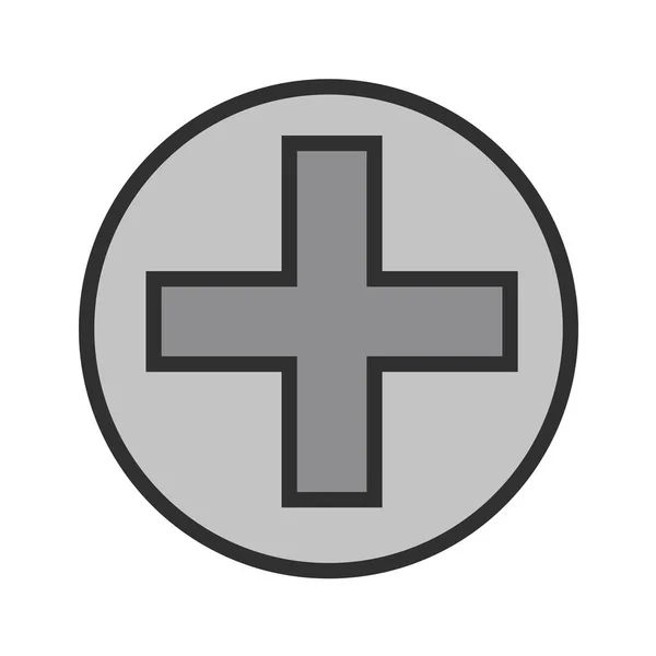 Kreuzsymbol Vektor Flaches Weißes Symbol Auf Rotem Hintergrund — Stockvektor