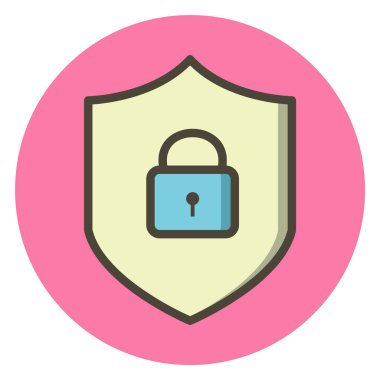 Çevrimiçi Koruma Simgesi Moda Biçimli İzole Arkaplan      